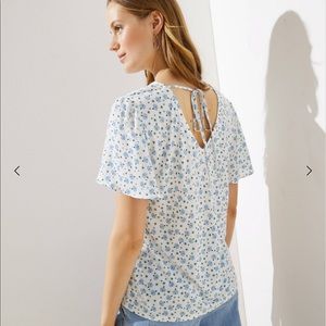 LOFT Fountain Mixed Media Tie Back Flutter Tee